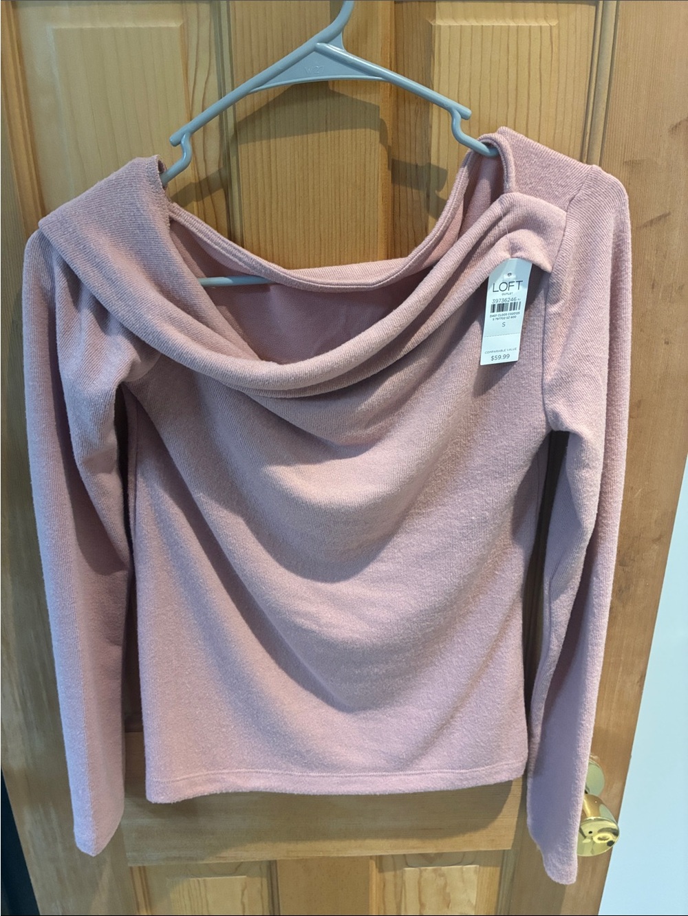 LOFT Dusty Rose Off-Shoulder Lightweight Sweater